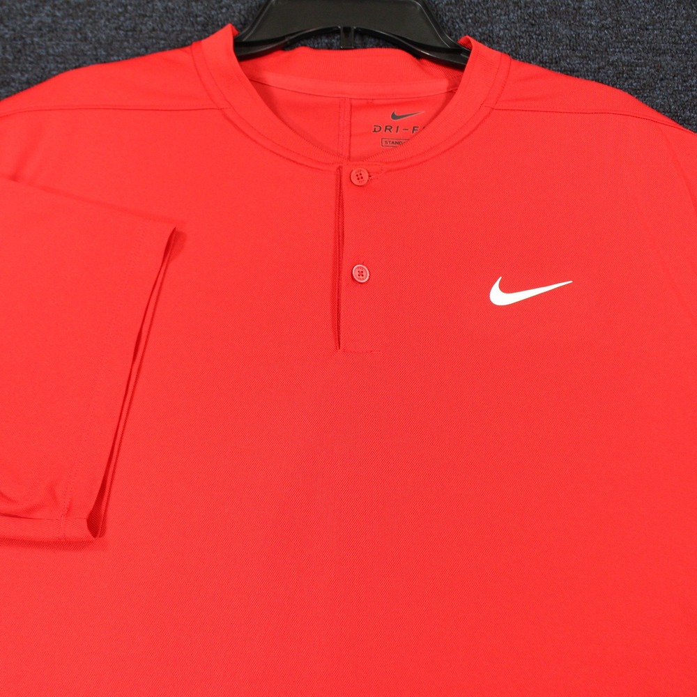 Nike Dri FIT Victory Blade Collar Polo Mens XL Red Baseball Training Golf BV6235